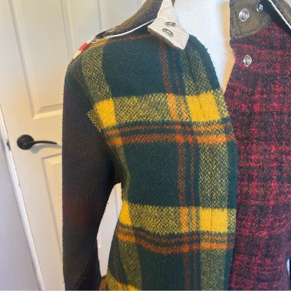 Free People Anthropologie Carleen Ardmore plaid patchwork jacket blazier button - Picture 5 of 7